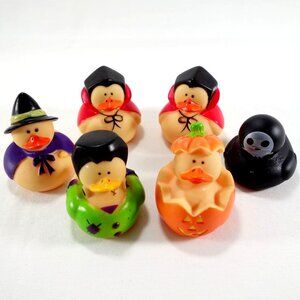 Lot of 6 Halloween Rubber Ducks‎ Set Dracula Witch Frankenstein Ghost & Pumpkin